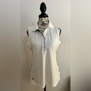 Adidas White Sleeveless Polo Tank Top